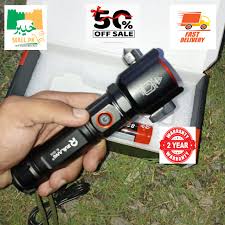 5in1 Rechargeable IP66 waterproof flashlight torch for camping, outdoor, home, office, emergencies work and safty lights - Almunium Made with 1km wide range